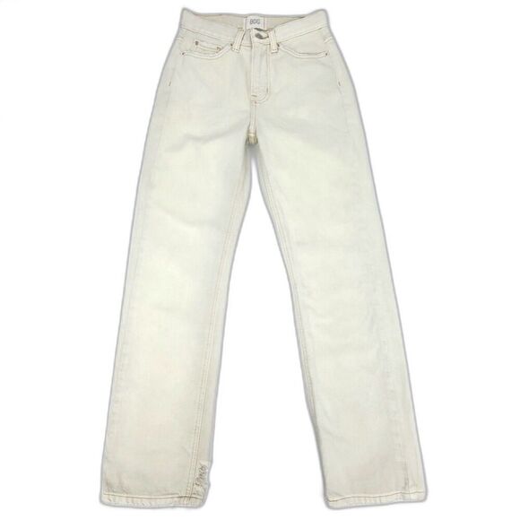 URBAN OUTFITTERS BDG Cowboy Jeans Slouchy Straight Distressed Cream Womens 25 - Picture 1 of 9